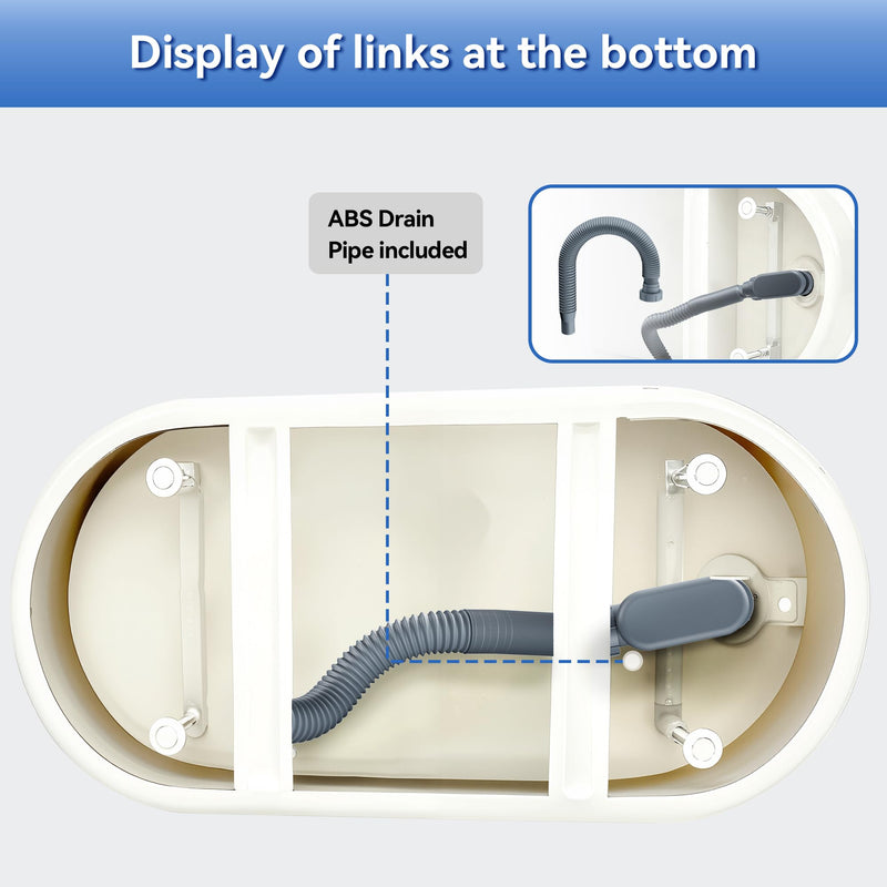 Flexible Freestanding Tub Drain Kit, Low Profile Flat P Trap for 1 1/2" Bathtub & Shower Drain Pipe, Easy Install, Fits Freestanding Bath Tubs, PVC Drain Hose Included