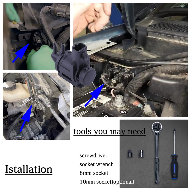 4x4 4wd disengage Actuator automatic hub locking vacuum soleniod Emission EGR Valve Control Solenoid Motor compitable with Ford F-150 250 350 450 550 6L3Z9H465B 13MM CONNECTOR Width