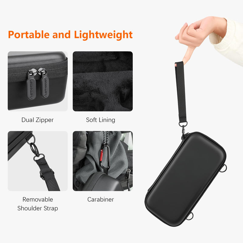 AMAZEAR Carry Case for DJI OSMO Pocket 4P, Pocket 4 Pro Accessories Compact Hard Shell Cover Travel Bag for Pocket4 / Xtra Muse with Shoulder Strap, Storage, Organization, Protection, Black