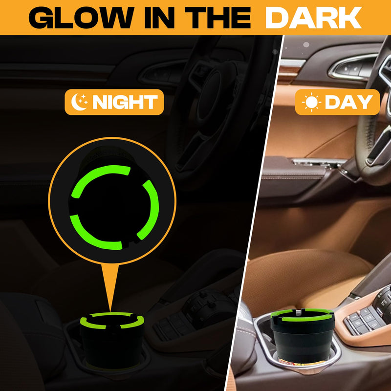 3 Pack Glow in the Dark Butt Bucket Ashtray Cigarette Self-Extinguishing Cup Car Ash Holder Portable Truck Home Office Black smell proof cenicero para carro bean bag handheld