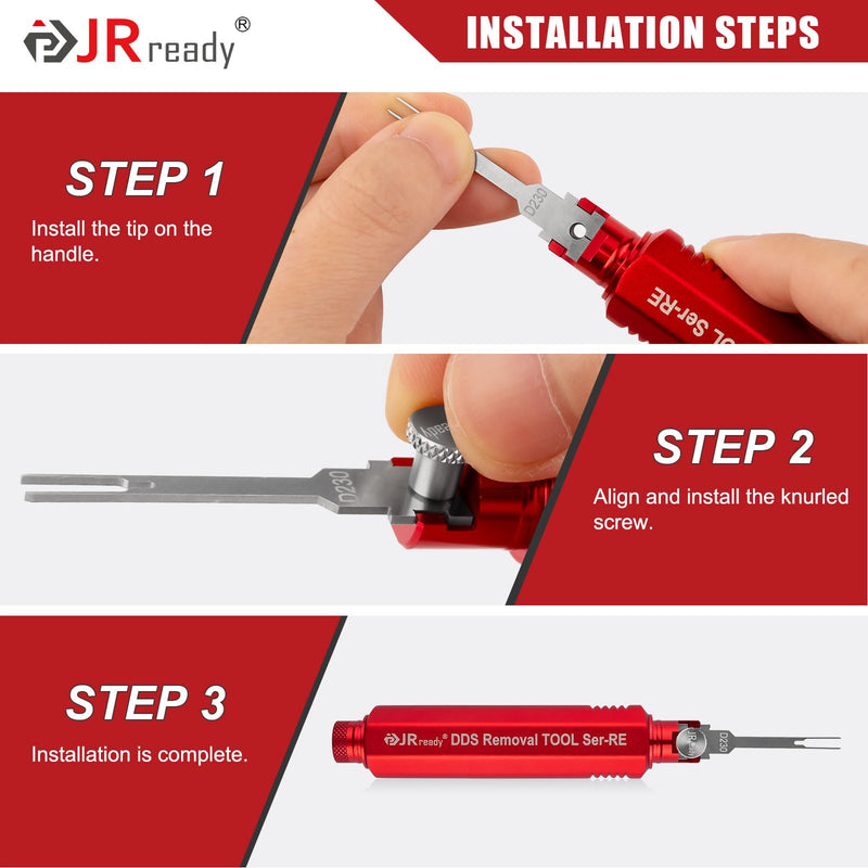 JRready ST5354 Pin Removal Tool Automotive Terminal Removal Tool Kit - for Tyco Micro Timer, JPT, MQS, MCON 1.2, Sumitomo, Yazaki Kaizen 0.64, Amp, Molex Pin Extractor, Includes 8Pcs Replacement Tips 8 IN 1 KIT