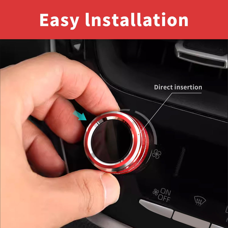 for 2020-2025 2026 Toyota Corolla & 2022-2025 2026 Corolla Cross Accessories, 4pcs Aluminum Alloy Knob Cover Trim Set - Rearview Mirror Switch, AC & Push Start (Red) Red