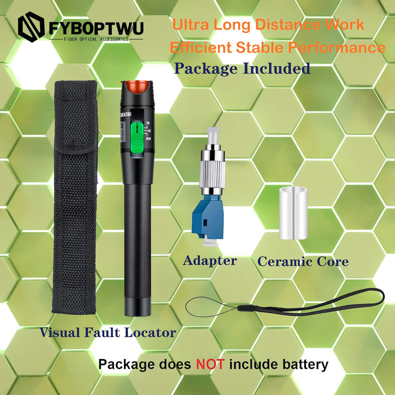 1pc Professional Visual Fault Locator Fiber Optic Tester - Includes 1pc 9/125μm Singlemode FC/LC Adapters | for Fiber Optic Cable Maintenance, Network Installation & Repair (Mode Number: VFL-30)