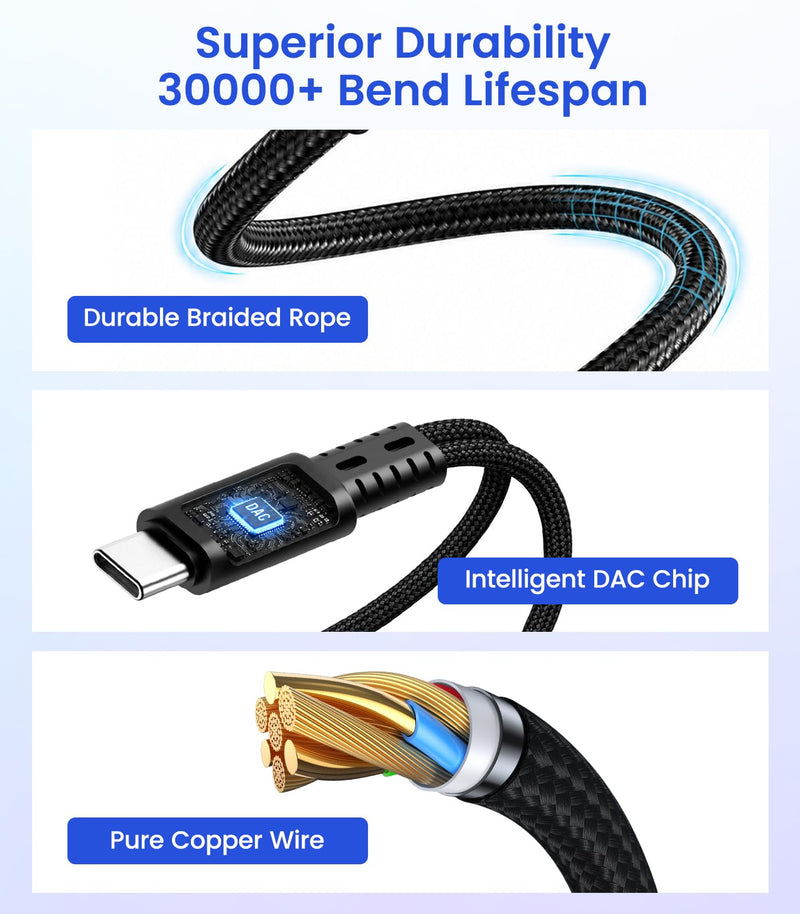 USB C Splitter 1 in 2 Out, Dual USBC Splitter with Charger & Headphone | USB-C Audio Adapter with PD 60W Fast Charging, Type C Dongle Cable for Apple iPhone 15 16 17/iPad Pro/Pixel/Galaxy