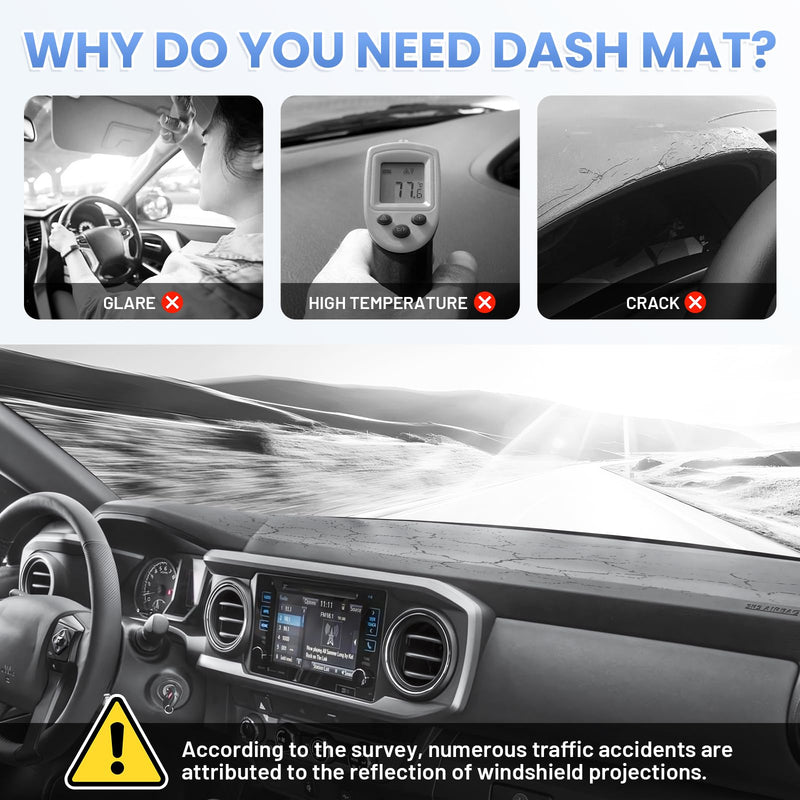 Dash Cover for 2016-2022 2023 Toyota Tacoma Dashboard Cover Mat for Tacoma Accessories Sunshade Nonslip Mesh Protector No GlareTacoma Sunshield Protector Mat Pad 16-23 Tacoma Dash Cover