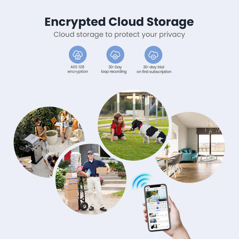 1080p Wireless Security Camera with AI Human Detection, Night Vision, 2-Way Talk, Cloud Storage, Rechargeable Battery Included, Battery Camera for Home Security, 2.4G WiFi 4 Spotlights