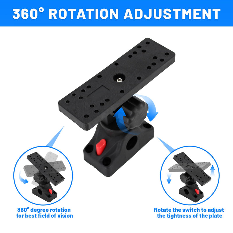 Fish Finder Mounts for Boat, 360° Adjustable Fish Finder Mounting Brackets, Depth Finders Mount, Universal Marine Electronics Mounting Plate for Boat, Canoe, Kayak with Mount Bracket