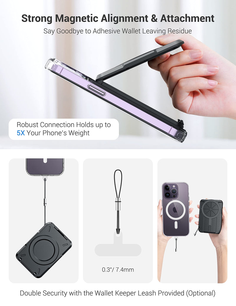 PROfezzion 2-in-1 for MagSafe Wallet Stand Blue Deluxe Metal Version for MagSafe Car Mount