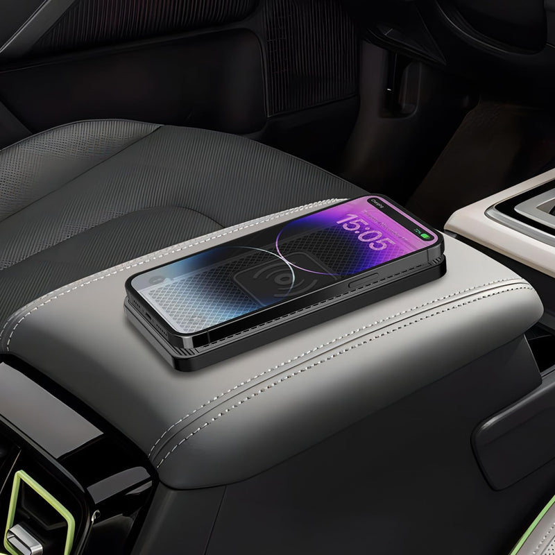 Wireless Charger Car Charging Pad 15W Fast Car Wireless Charger Pad, 15W Fast Charging, Anti-Slip, Universal Qi Compatible with iPhone and Wireless Charging Phones, Black(USB-C)