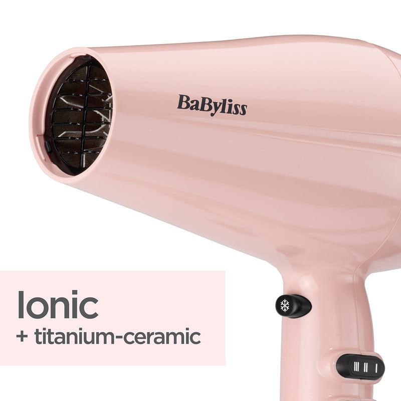  [AUSTRALIA] - BaByliss Rose Blush 2200W Hair Dryer, Powerful Drying, Ionic, Lightweight Hair Dryer, Pink Single