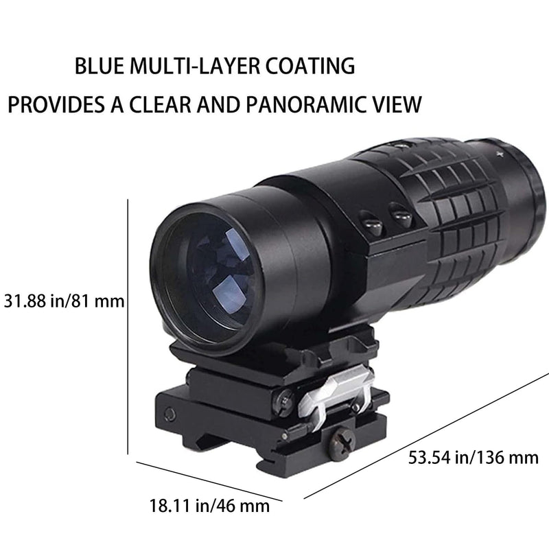 Red Dot Magnifier, 3X Magnifier Scope Flip to Side, for Airosft