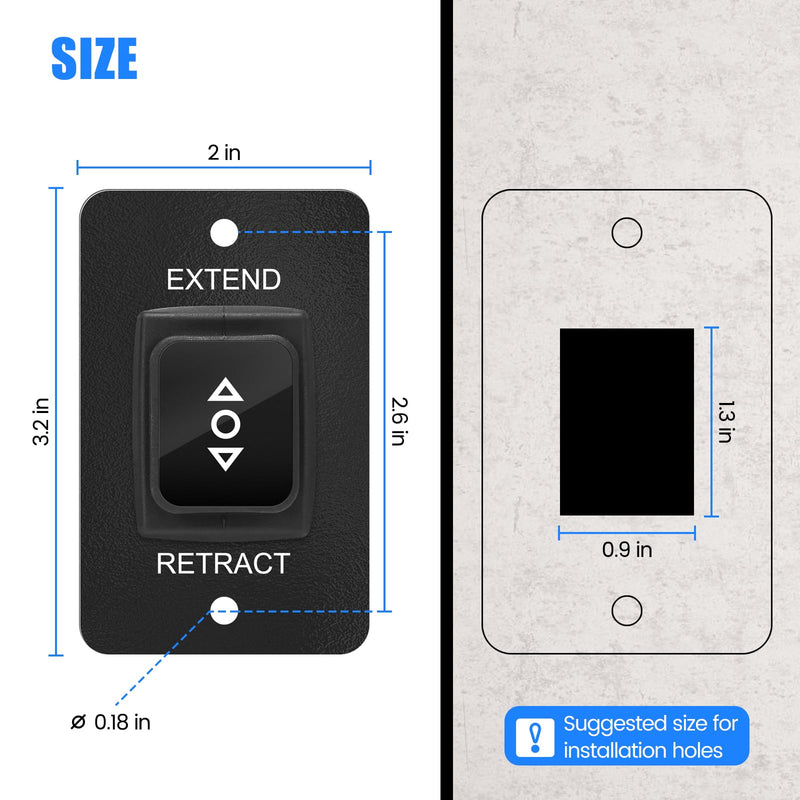 40A Power RV Awning Switch Kit, Haoguo Electric Motorhome Awning Switch with Corrosion-Resistant Metal Panel, Waterproof IP68 Button & Complete Accessories - Compatible with All Solera Power Awnings
