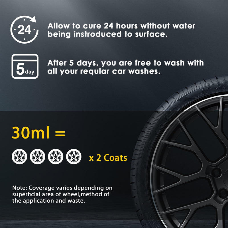 NADAMOO Wheel Rim Ceramic Coating 30ml，Hydrophobic Protection Gloss Finish Water and Dirt Repellent for Car Wheel - Self Cleaning - Repels Brake Dust - Deeper Shine