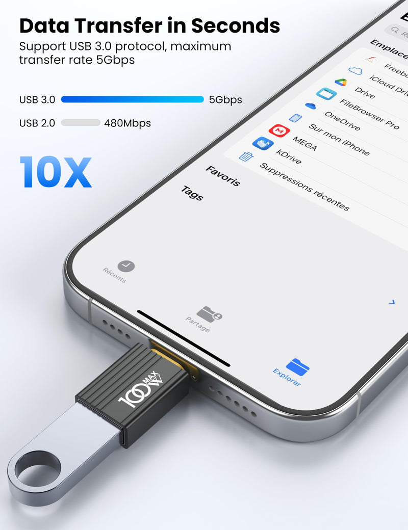 USB to USB C Adapter 10Pack,USBC Male to A Female OTG Adapter,Black | High Speed Data Transfer for iPhone 17/16 Pro Max,iPad,iMac,MacBook Pro,Dell XPS and More Type C