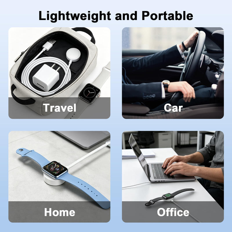 Watch Charger for Apple Watch Charger,Long 6.6FT iWatch Portable Wireless Fast Charging Cable Cord with USB Wall Charge Plug Adapter Block Compatible with Apple Watch Series 10/9/8/7/SE/6/5/4/3/2
