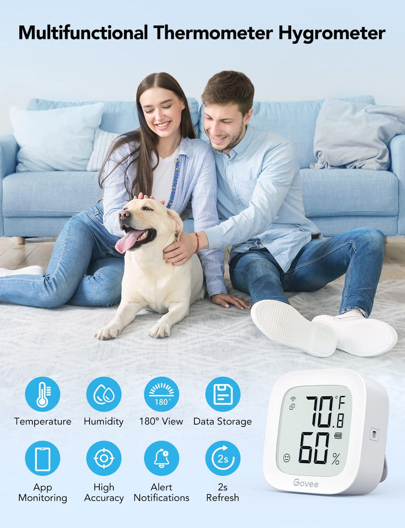 Govee WiFi Thermometer Hygrometer H5103, Indoor Bluetooth Temperature Humidity Sensor with Electronic Ink Display, App Notification Alert, Free Data Storage Export, Digital Remote Monitor for Bedroom 1