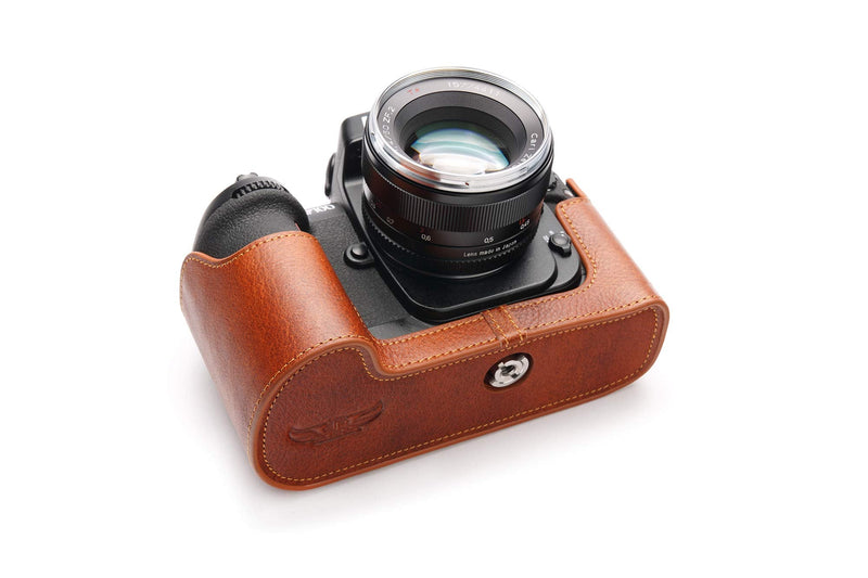 F100 Case, Handmade Genuine Real Leather Half Camera Case Bag Cover for Nikon F100 Camera With Hand Strap (LavaBrown) LavaBrown