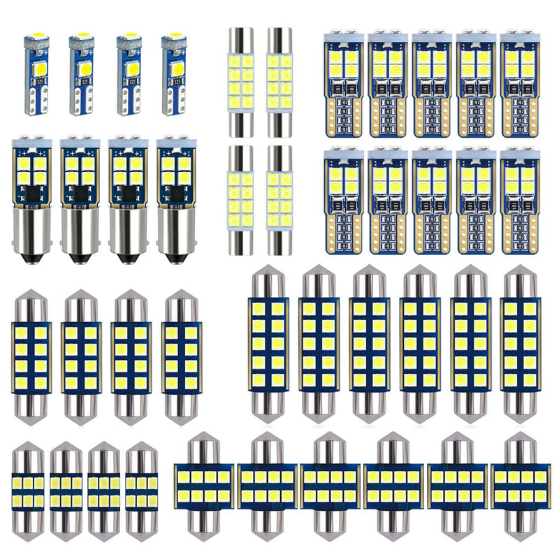 42-Pack White 12V DE3175 6418 6411 T10 2825 BA9S 64111 T5 74 6612F 6615F 31mm 36mm 41mm LED bulb Kit for Car Truck Interior Map Dome Vanity Mirror Trunk Door Courtesy License Plate Light