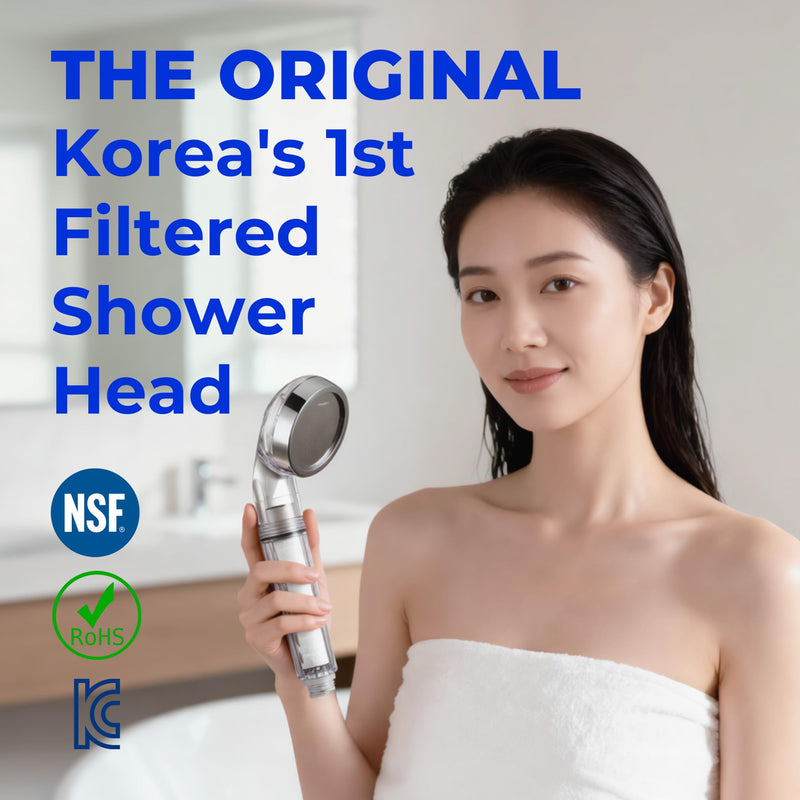 BODYLUV Puresome Filtered Shower Head, Korea's Best Handheld Shower Head with Filter, High Water Pressure, Softer Skin & Hair, Made in Korea, 6-Month Supply (3 Filter Replacements Included) SET 1 Showerhead + 3 replacements