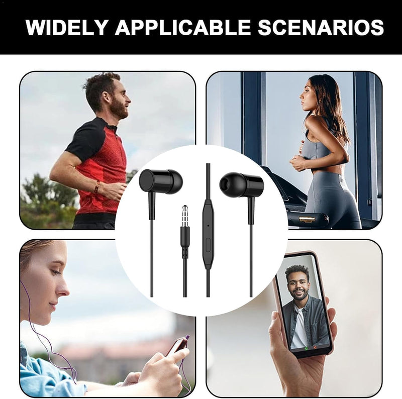 2 Packs Wired Earbuds – in-Ear Headphones with Microphone, Built-in Volume Controller, Noise Cancelling Design for Music, Online Classes, Work Calls, Compatible with Computers, Laptops, Tablets