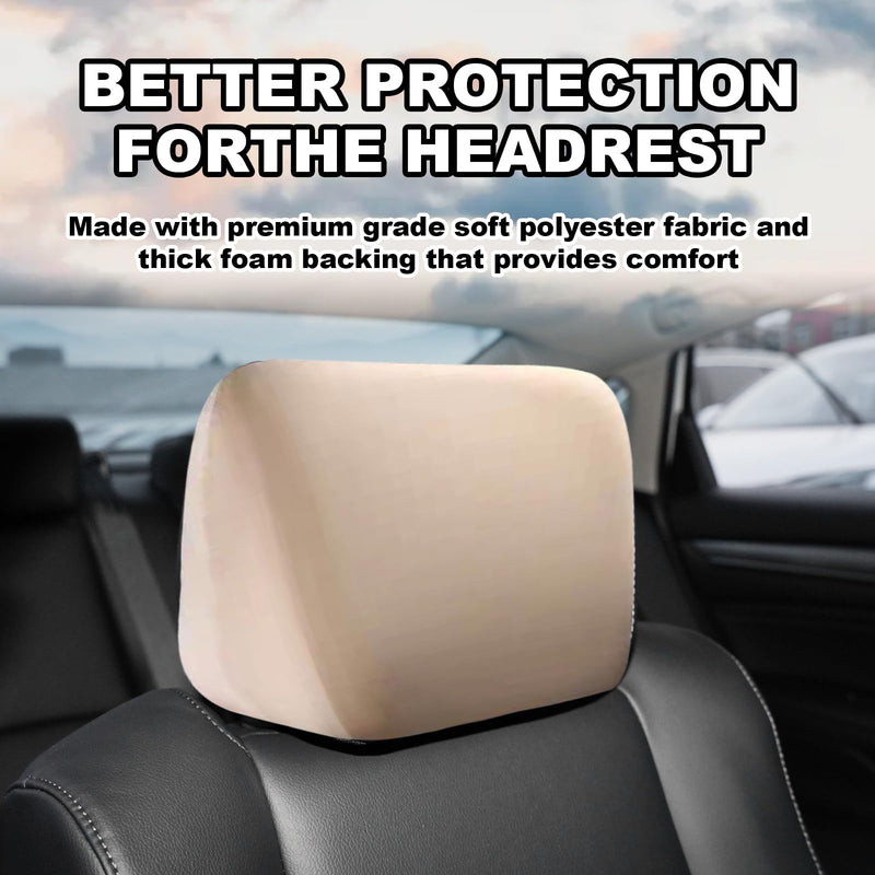 stymart 2 PCS Car Seat Headrest Cover, Universal Headrest Anti-Dirty Covers, Soft Car Head Rest Cover Protector, Protecting Decorative Accessories, for Cars, Vans, Trucks (Beige) Beige