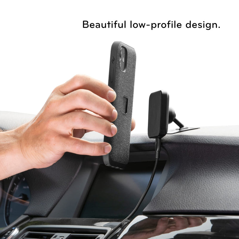 Peak Design Mobile Charging Car Mount, Black, Qi1 Charging, Mounts to Dash or Console, Connects to Mobile Cases, MagSafe Compatible, for iPhone, Samsung and Google Pixel Phones