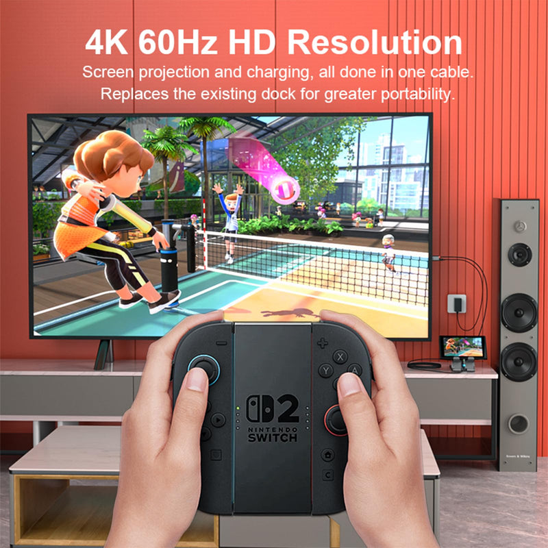 USB C to HDMI Cable Adapter for Switch 2 Dock Station, 4K@60Hz HDR, 6.6ft PD3.0 100W, Portable Travel TV Dock Connector Compatible with Nintendo Switch 2 (V22+)/2017/OLED, Steam Deck, ROG Ally
