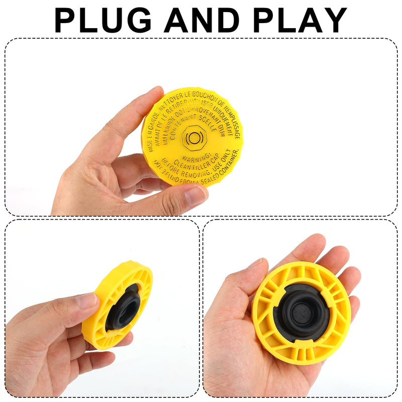 Brake Master Cylinder Reservoir Cap, 2.59x2.59x0.43in Brake Fluid Cap Replacement, Yellow Brake Fluid Cap Compatible with 2015 Chrysler 200 Pacifica Accessories
