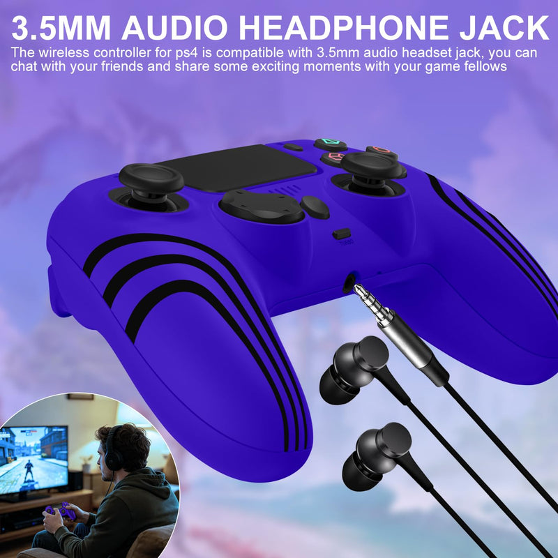 ADHJIE PS4 Controller,Wireless Controller for PS4/PS4 Pro/PS4 Slim | with 3.5mm Headphone Jack,1000mAh Built-in Battery, Turbo, Dual Vibration, Purple