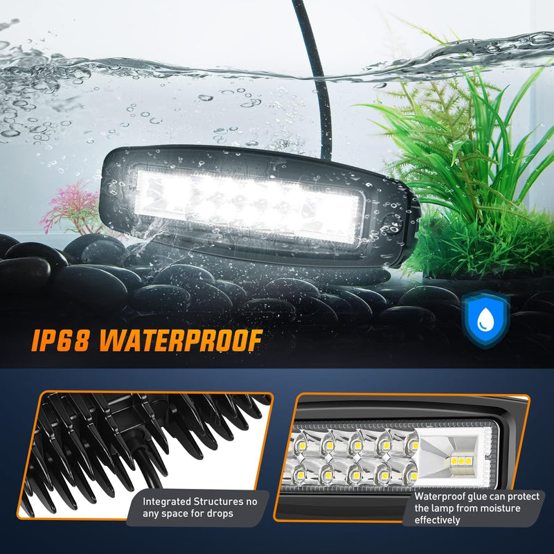Nilight Flush Mount LED Pods 2PCS 6 Inch 60W LED Work Light Flood Spot Beam Combo Backup Driving Lights Fog Lamp Reverse Grill Mount Lighting for Offroad 4x4 Truck SUV 2Pcs 20LEDs LED Pods