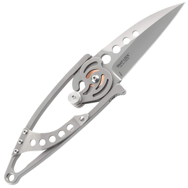 CRKT Snap Lock Everyday Carry EDC Pocket Folding Knife with Snap Lock: Stainless Steel Plain Edge Blade, Stainless Steel Handle, Pocket Clip, 5102N Gray