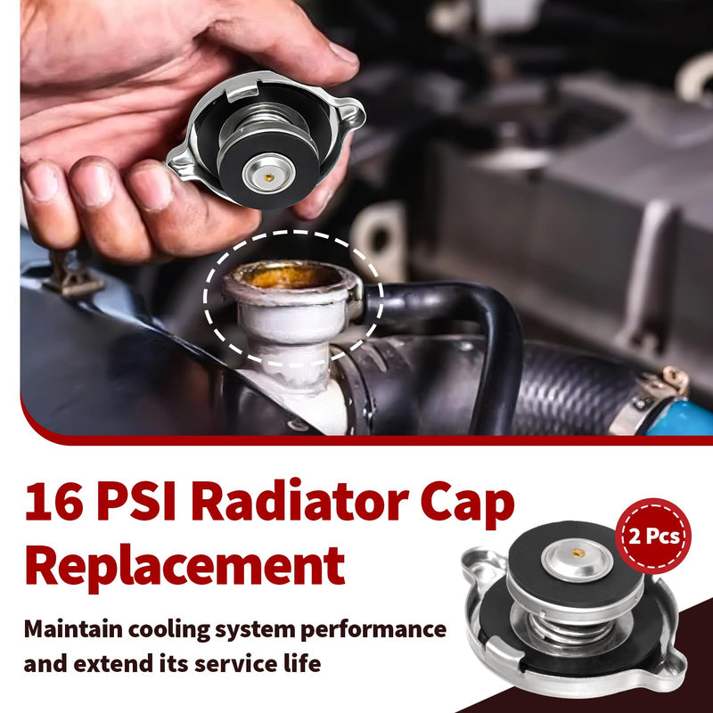 2 Pcs 16 PSI Radiator Cap Replacement for Dodge Ram 1500, Stainless Steel Engine Radiator Seal Cap, Compatible with Dodge Ram 2500 Jeep Grand Caravan Avenger