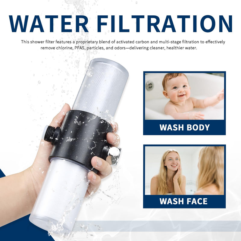 Compatible with Weddell Duo Shower Filter, Replacement Cartridges Full Set + Extra Filters, Removes Chlorine, PFAS, Heavy Metals, Particulates, for Clean & Safe Shower Water (2+2) 2+2
