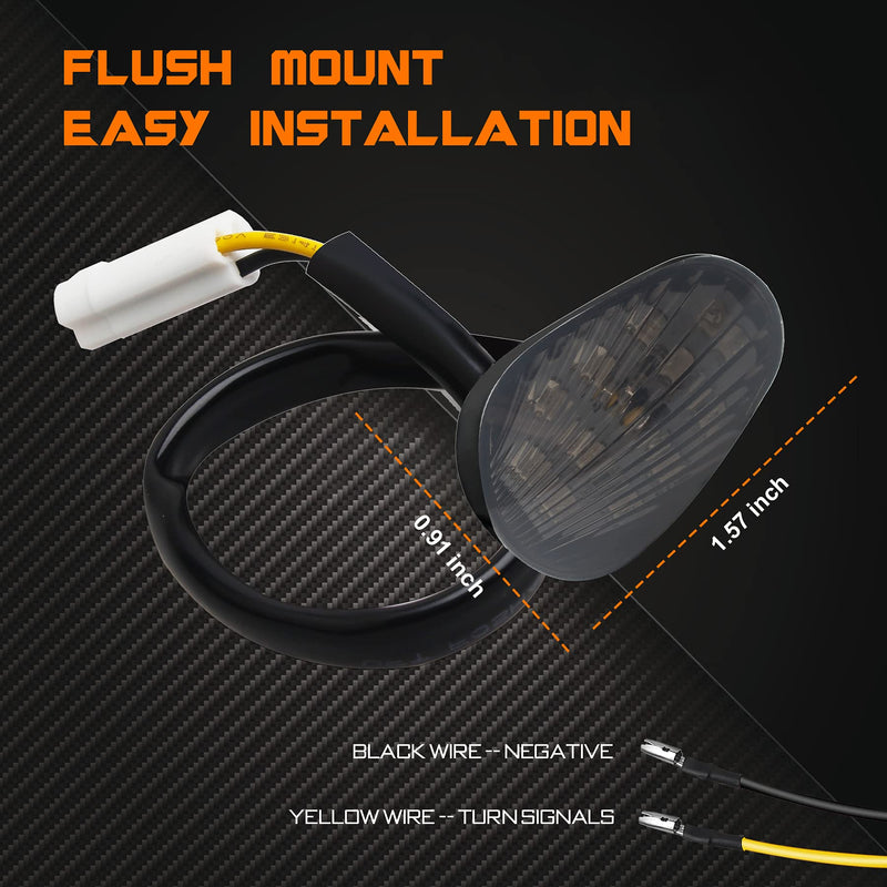 QUASCO Flush Mount Motorcycle Turn Signals Smoked Lens led Blinkers Compatible with Yamaha YZF R1 R3 R6 R6S FJ 09 FZ MT 07 09, Amber For Yamaha