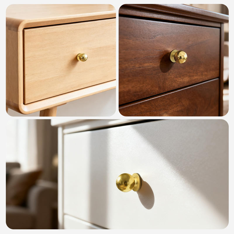 12 Pack Polished Brass Cabinet Knobs, Round Ball Gold Drawer Dresser Knobs, Solid Modern Kitchen Knobs, Diameter 1.06"(27MM) 12