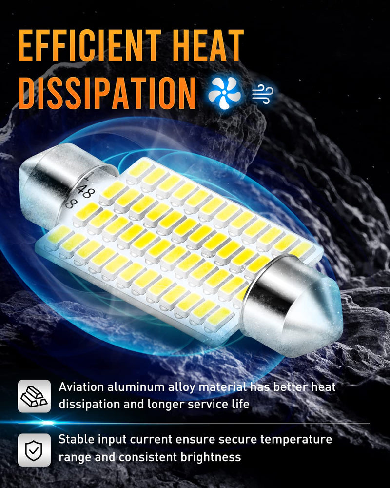 LUYED 569 578 LED Bulbs Xenon White 570 Lumens Super Bright 3014 48-EX Chipsets211-2 212-2 LED Bulbs Used for Car Interior Map Dome Lights,Pack of 2 41mm/578