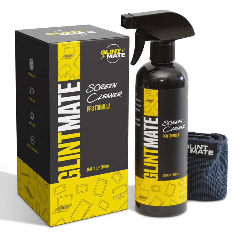 Screen Cleaner Spray - Glint Mate Large Spray Bottle and Microfiber Cloth Kit - PRO Formula for TV, Laptop, Monitor, Phone & Tablet (16oz) 16oz