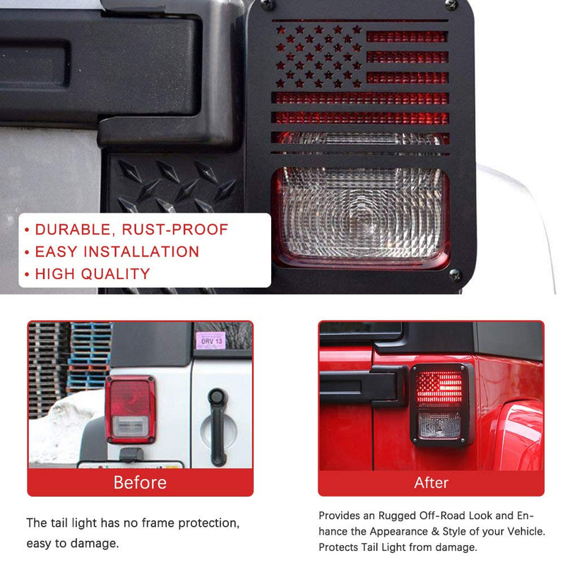 Jeep Light Covers US Flag Light Guards Protectors Compatible with 2007-2018 Jeep Wrangler JK Unlimited Jeep Lights Cover Accessories
