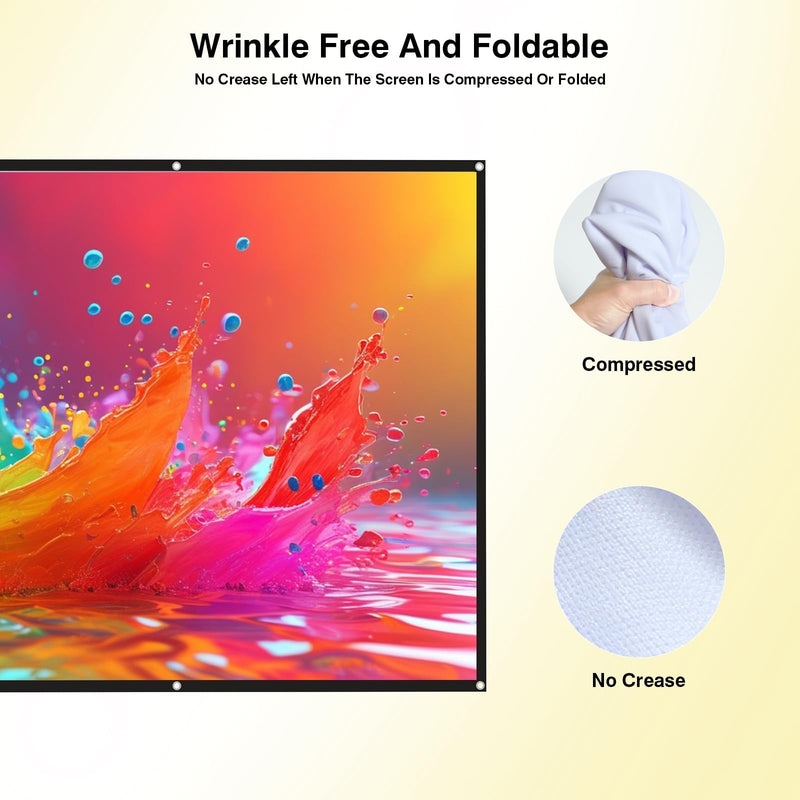 100 inch Projector Screen 16:9 4K HD 160° Portable Projector Screen Indoor Outdoor Movie Screens Washable Foldable Projection Screens for Home Theater,Supports Both Font and Rear Projection