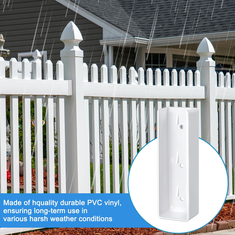 Nuanchu 10 Pcs Vinyl Fence Brackets White 1.5'' x 5.5'' Vinyl Fence Rail Mount Brackets Bulk U Mount Bracket Kit for Railings Fences Walls 1.5" x 5.5"
