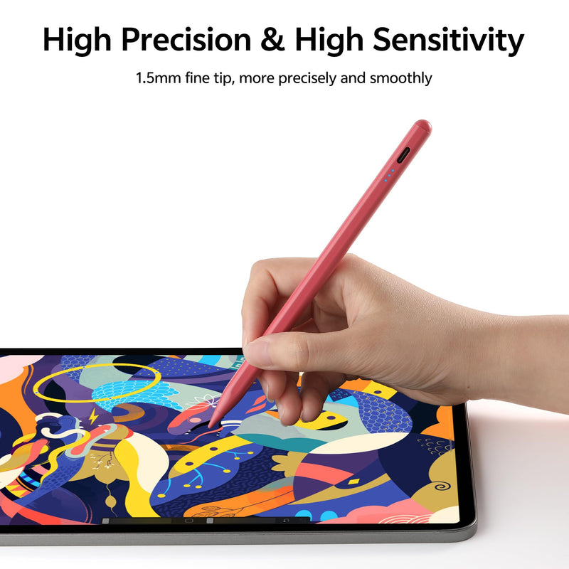 Stylus Pen for iPad, Pencil for Apple iPad A16 11th/10th/9th/8th/7th/6th Generation, iPad Air M4/M3/M2/5/4/3 Gen, iPad Pro M5 M4 13/11/12.9 inch, iPad mini A17 Pro 7/6/5th Fast Charge (Pink) Pink