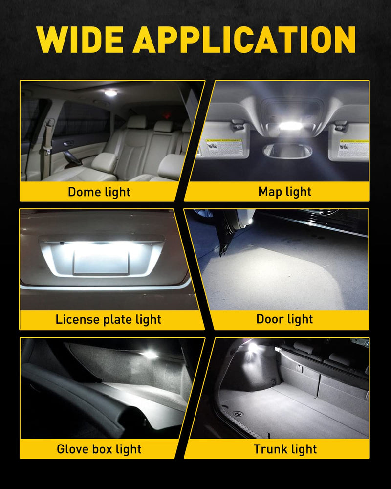 AUXITO 578 LED Bulb 211-2 212-2 Light Bulb 39 41 42MM Interior Lights 6500K White Super Bright 4014 SMD Festoon Error Free for Car Truck LED Dome Map Door License Plate Courtesy Lights Bulbs, 2 Pack 39mm-42mm 2 PACK
