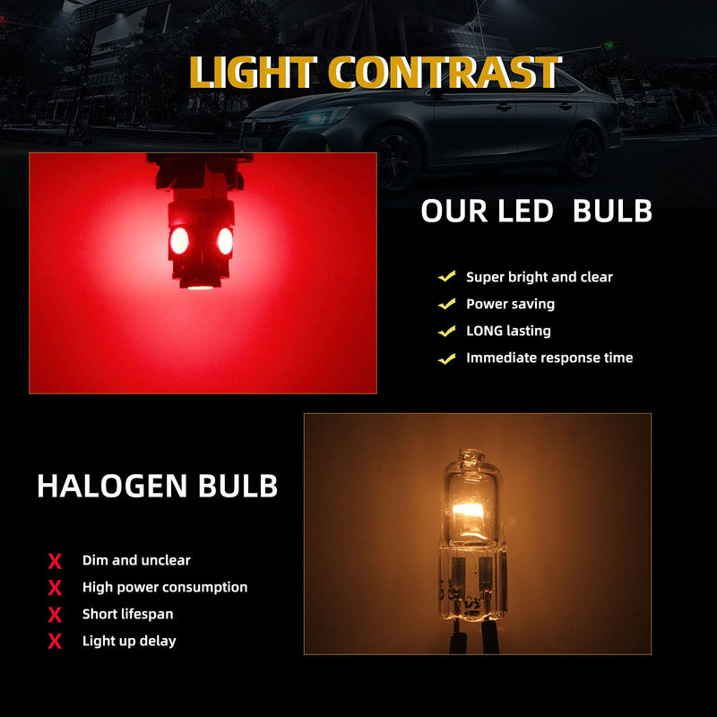 YM E-Bright 20-Pack 194 Led Bulb Red, 5050 5-SMD T10 194 168 W5W 2825 LED Bulb For Car Interior Lights Dome Map Trunk Clearance Dashboard License Plate Light Lamp DC 12V DC-12V