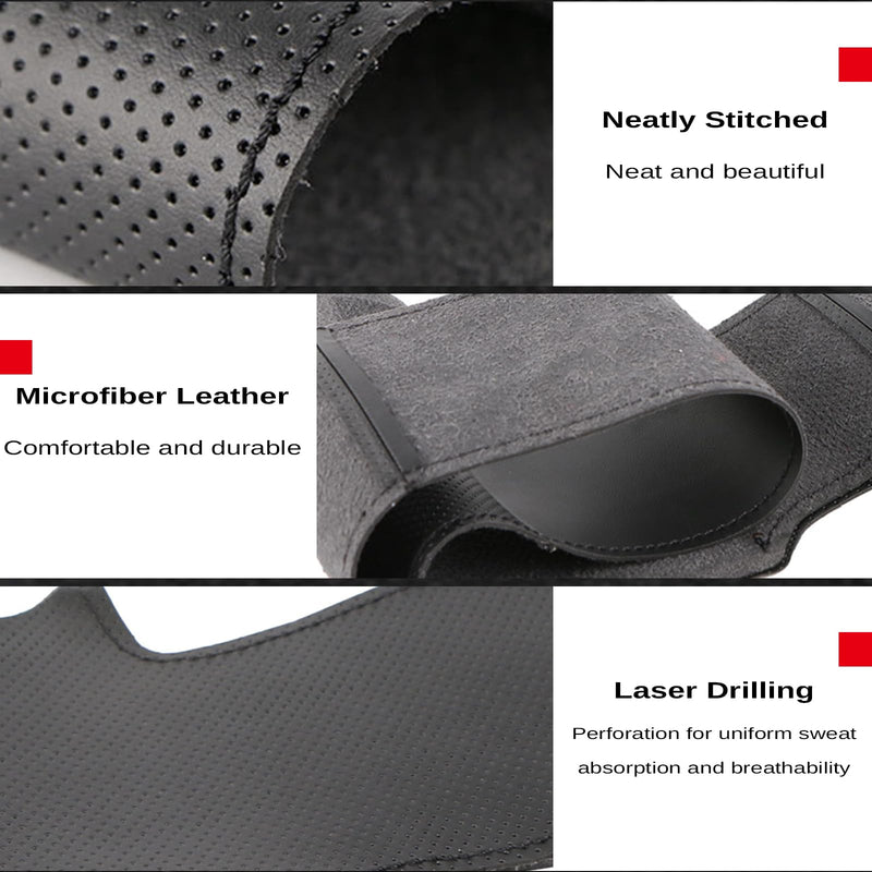 Car Steering Wheel Cover Microfiber Leather Stitch Wheel Wrap Fit for Honda Civic Civic 9 2012 2013 2014 2015,Black Black Thread