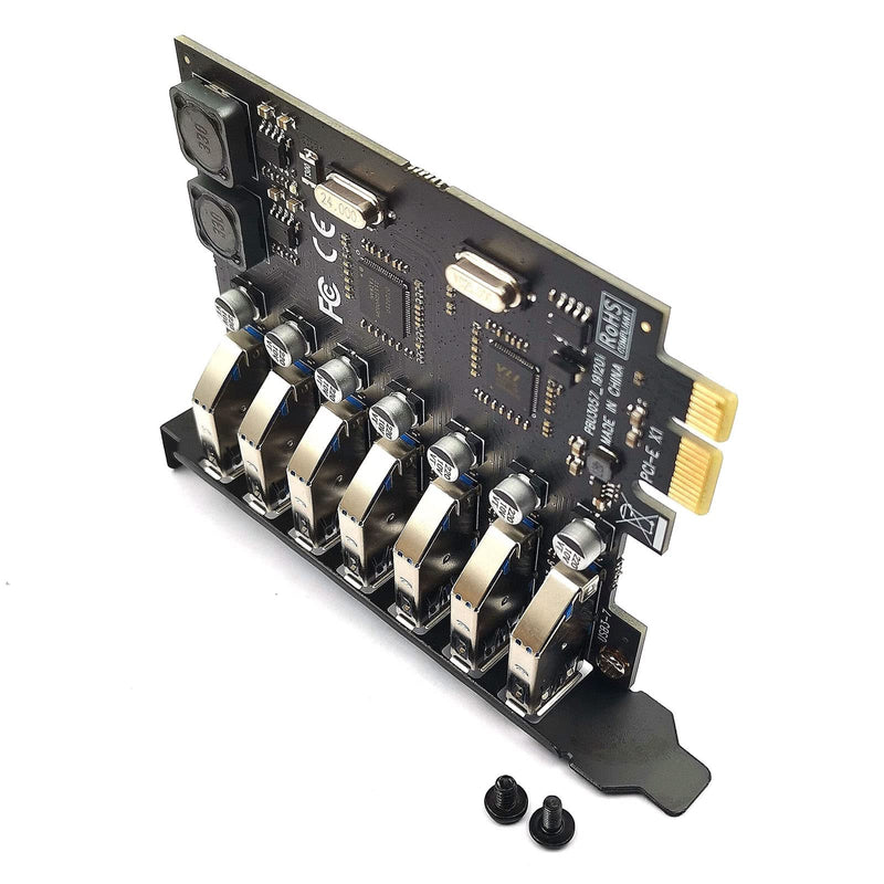 DEVMO USB 3.0 PCI-E Expansion Card 7 Ports USB 3.0 Hub Adapter External Controller PCI Express Extender Adapter Card for Desktop