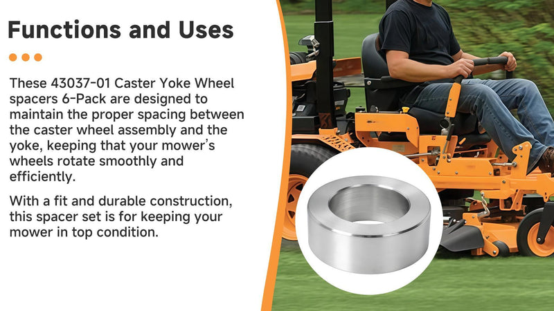 43037-01 Caster Yoke Wheel Spacer Compatible with Scag, 6-Pack