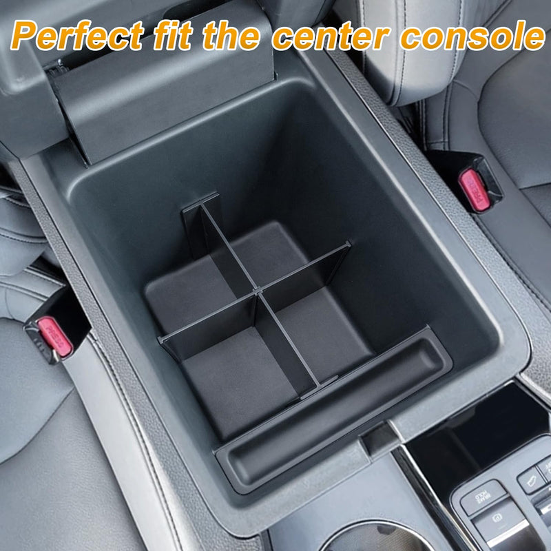 2PCS Center Console Organizer and Armrest Divider for 2023-2025 Honda Pilot, 2024 2025 Honda Ridgeline/Passport Accessories Interior Secondary Storage Box ABS Plastic Material 2PCS Console Tray & Armrest Divider