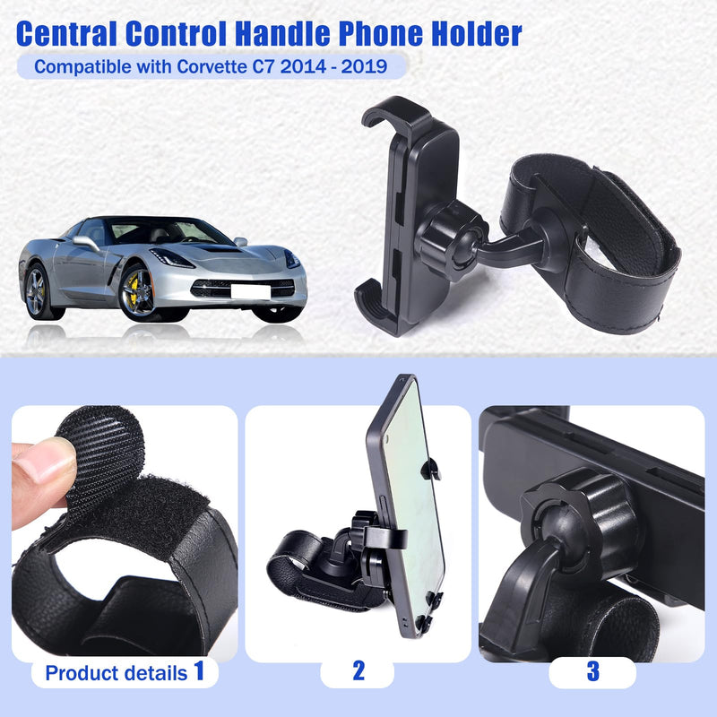 LLKUANG Center Console Car Mobile Phone Mount Compatible with Chevrolet Corvette C7 2014-2019,Center Handle Multifunctional Phone Holder,Navigation Bracket (Style B) Style B