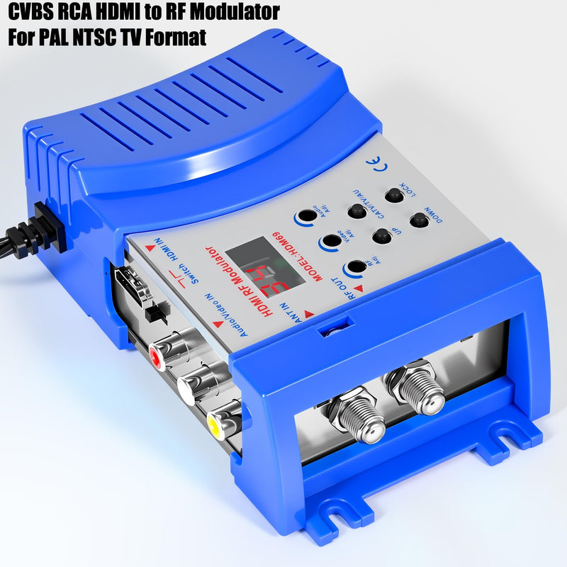 HDMI to RF Modulator, VHF UHF AV to RF Coaxial Converter, CVBS RCA HDMI to RF Modulator, for TV PAL NTSC Format, for Home TV Switch Audio Video, F Female Connectors