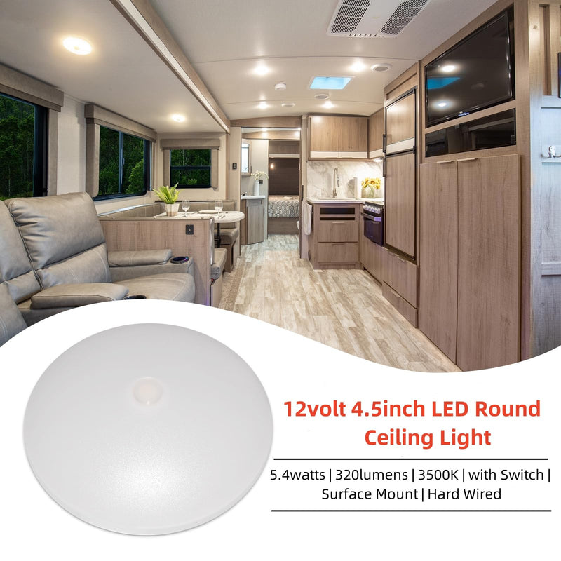 Dream lighting RV Puck Lights LED 12v RV Interior Ceiling Light 3500K Warm White with On/Off Switch 4.5inch Pack of 2 B: 4.5inch, pack 2